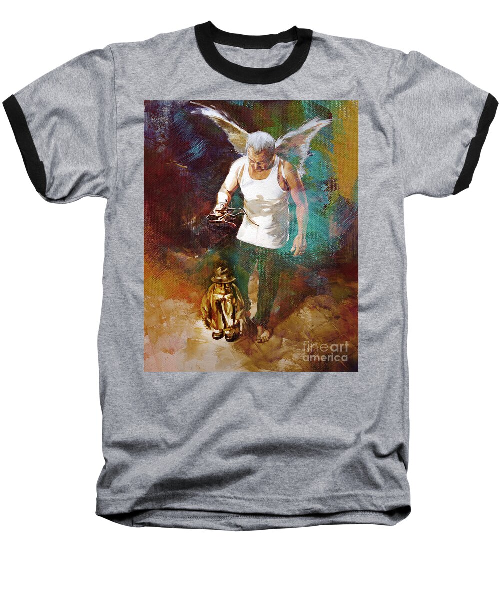 Surreal Baseball T-Shirt featuring the painting Surreal Art by Gull G