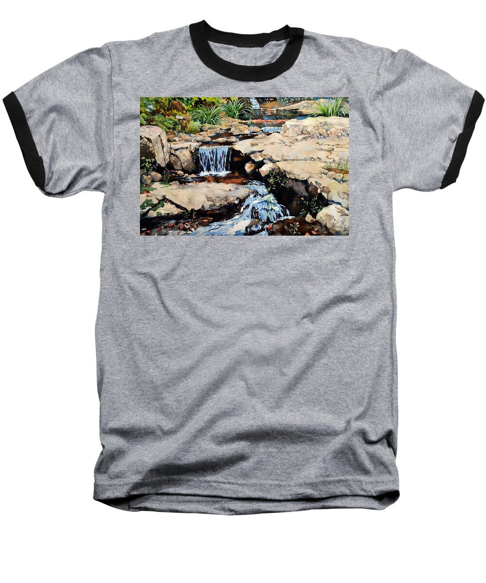 Outdoors Baseball T-Shirt featuring the painting Susquehanna Falls by Mick Williams