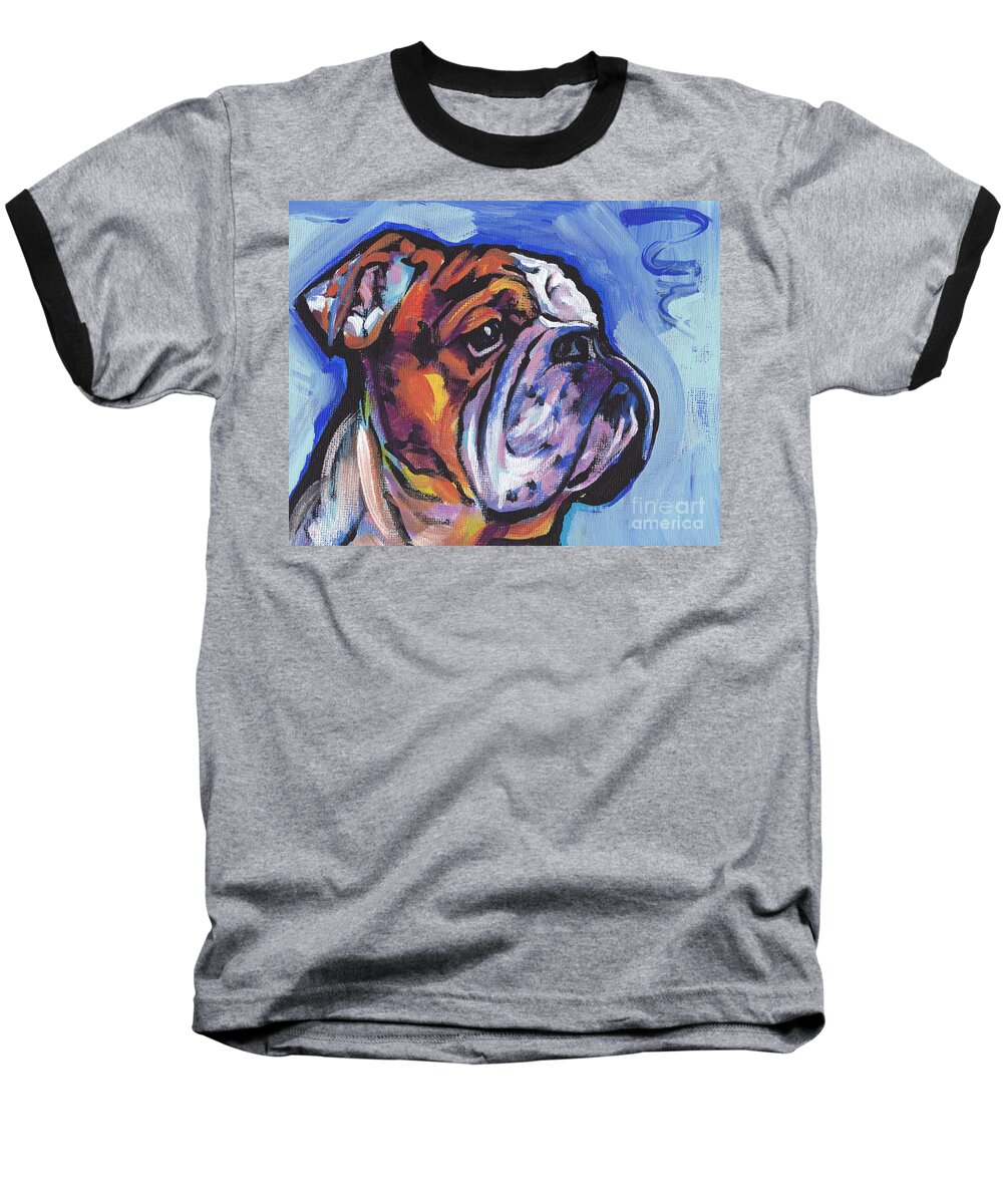 Bulldog Baseball T-Shirt featuring the painting Sweet Bully by Lea S
