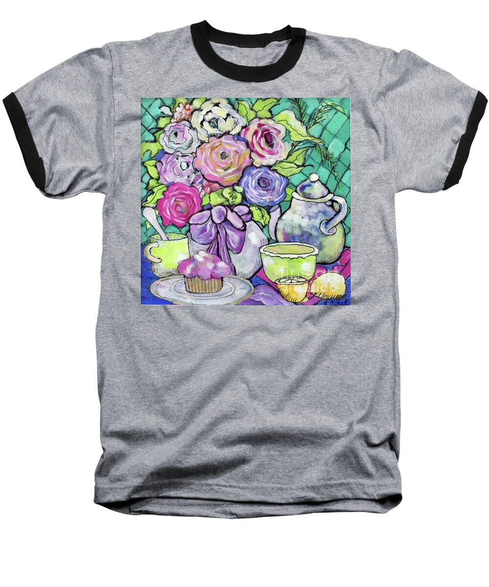 Still Life Baseball T-Shirt featuring the painting Sweetness and Tea by Rosemary Aubut