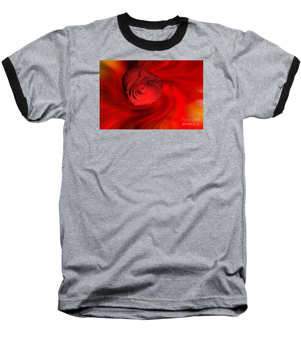 Reds Baseball T-Shirt featuring the photograph Swirling Rose by Geraldine DeBoer