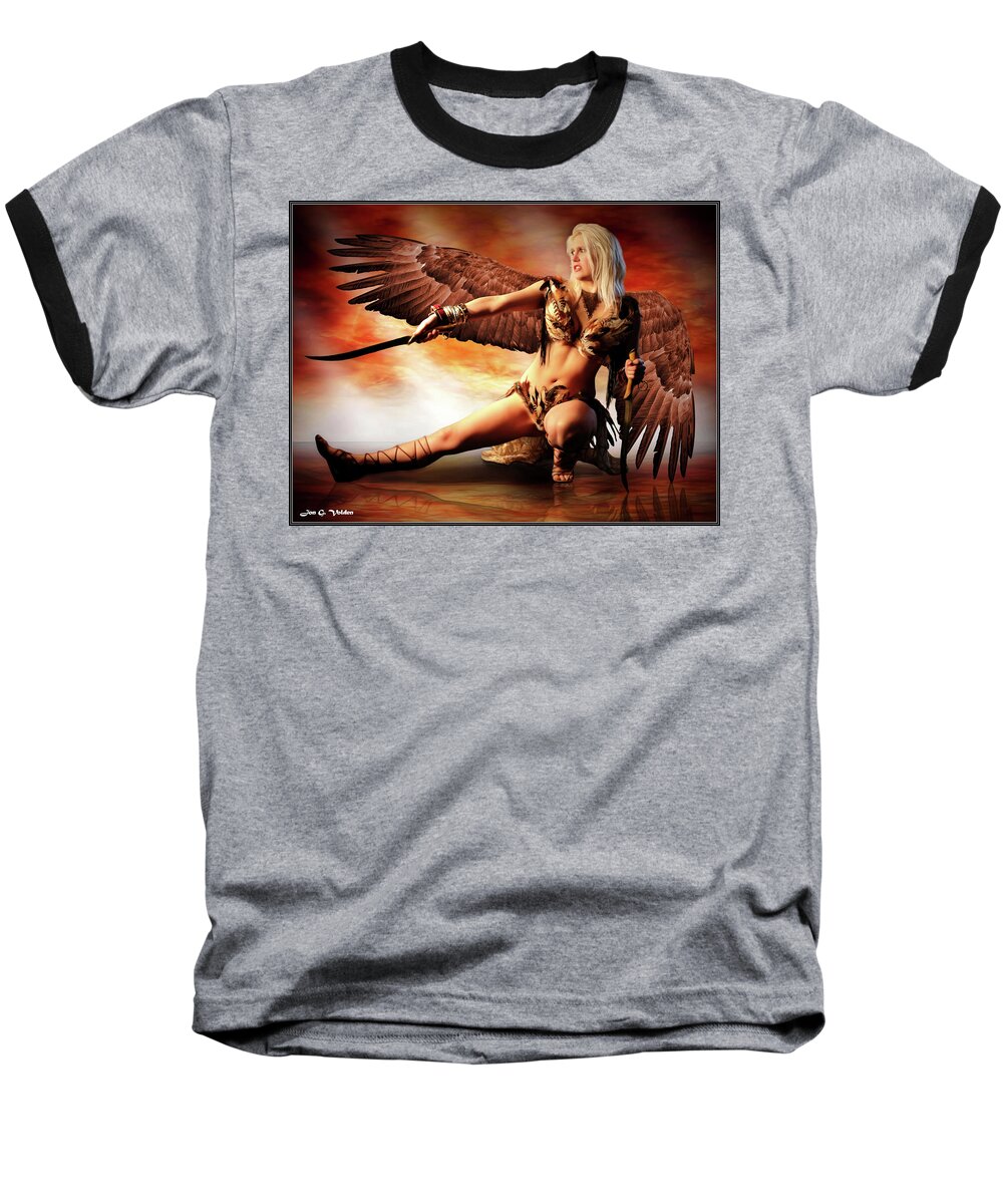 Hawk Baseball T-Shirt featuring the photograph Swords Of The Hawk Woman by Jon Volden