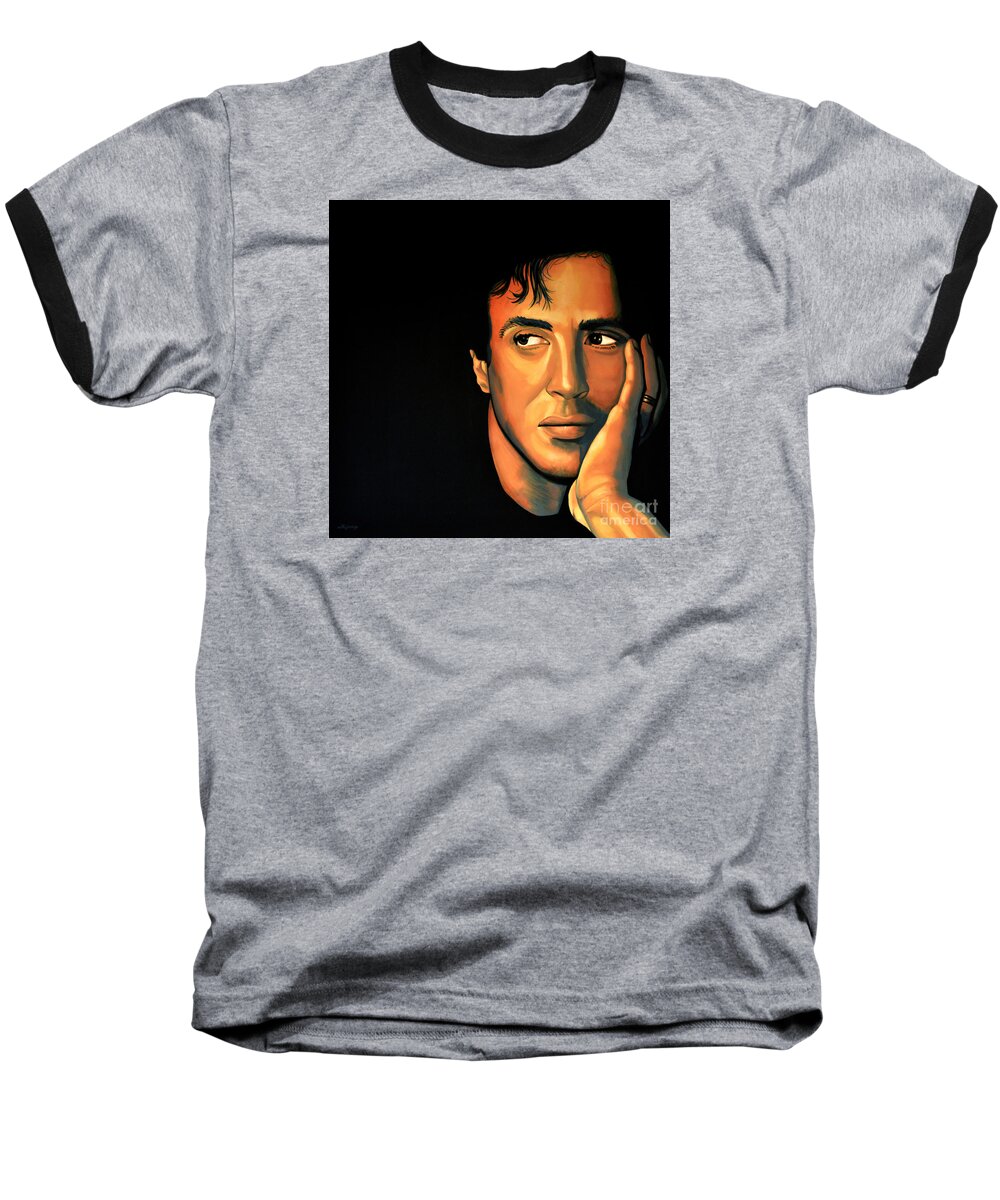 Sylvester Stallone Baseball T-Shirt featuring the painting Sylvester Stallone by Paul Meijering