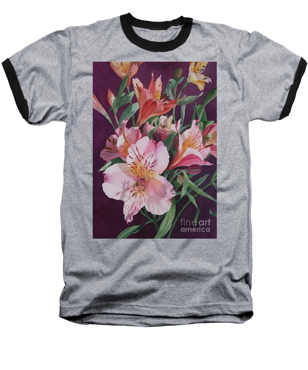 Flowers Baseball T-Shirt featuring the painting Symphony 1 by Jan Lawnikanis