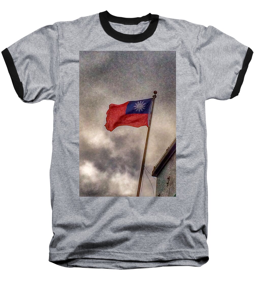 Painterly Photography Baseball T-Shirt featuring the photograph Taiwan Flag by Bill Owen