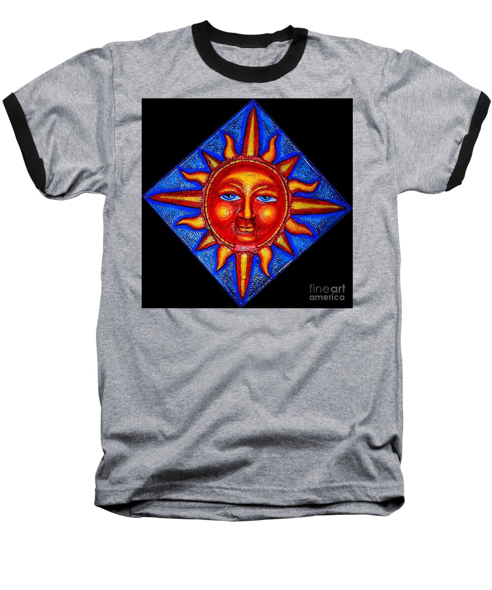 Sun Baseball T-Shirt featuring the painting Talking Sun by Genevieve Esson