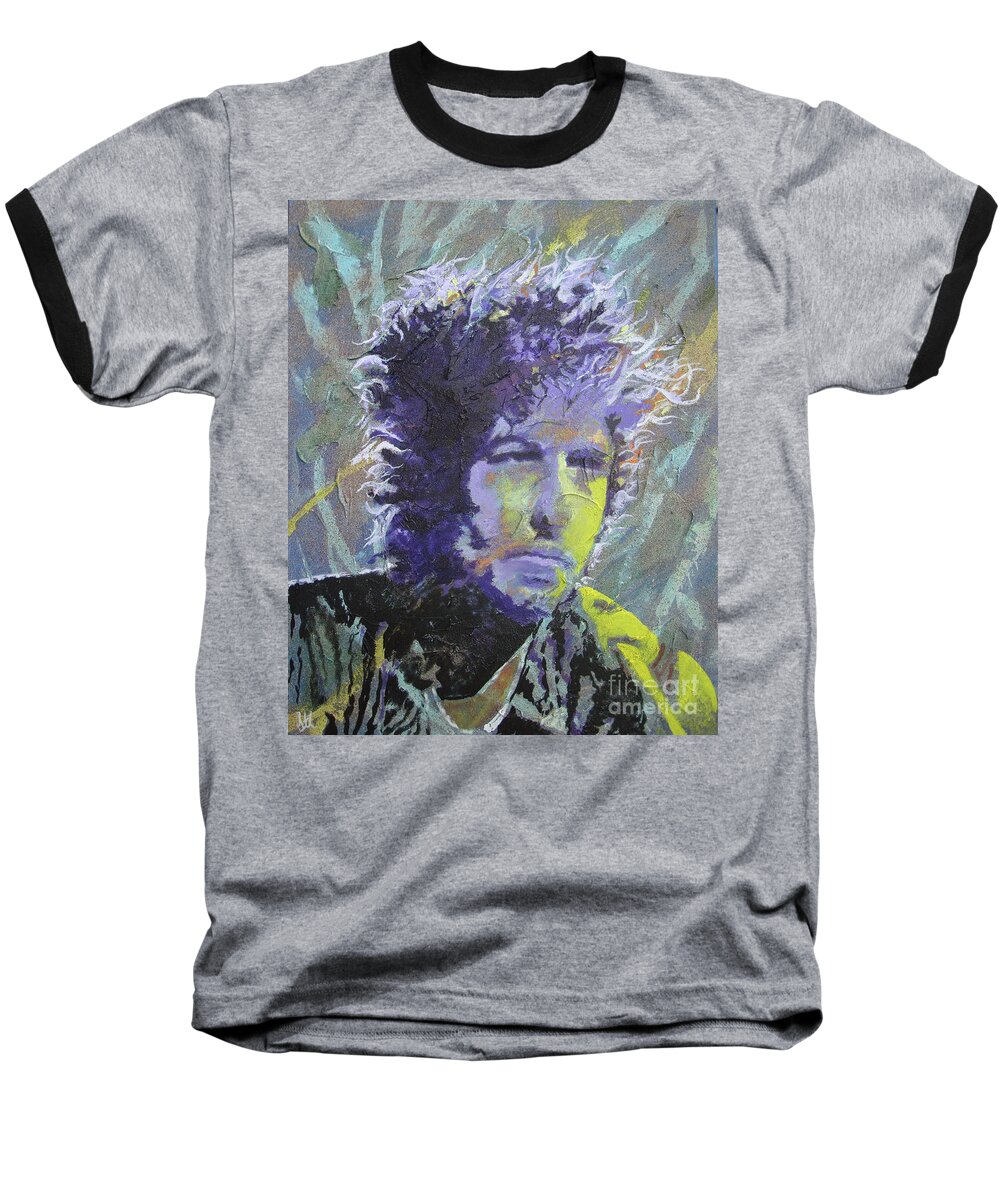 Bob Dylan Baseball T-Shirt featuring the painting Tangled Up by Stuart Engel