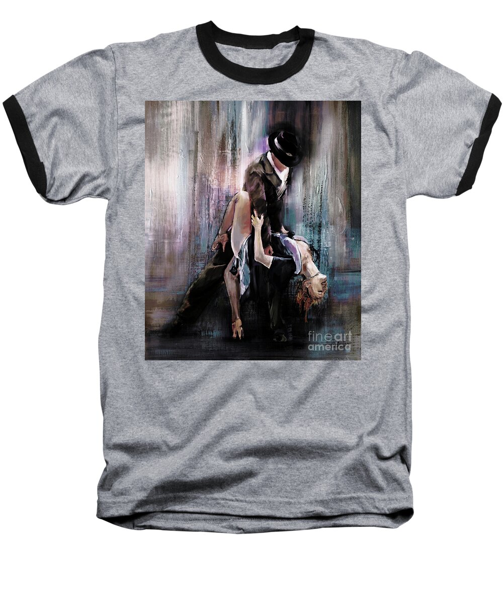 Dance Baseball T-Shirt featuring the painting Tango Couple 05 by Gull G