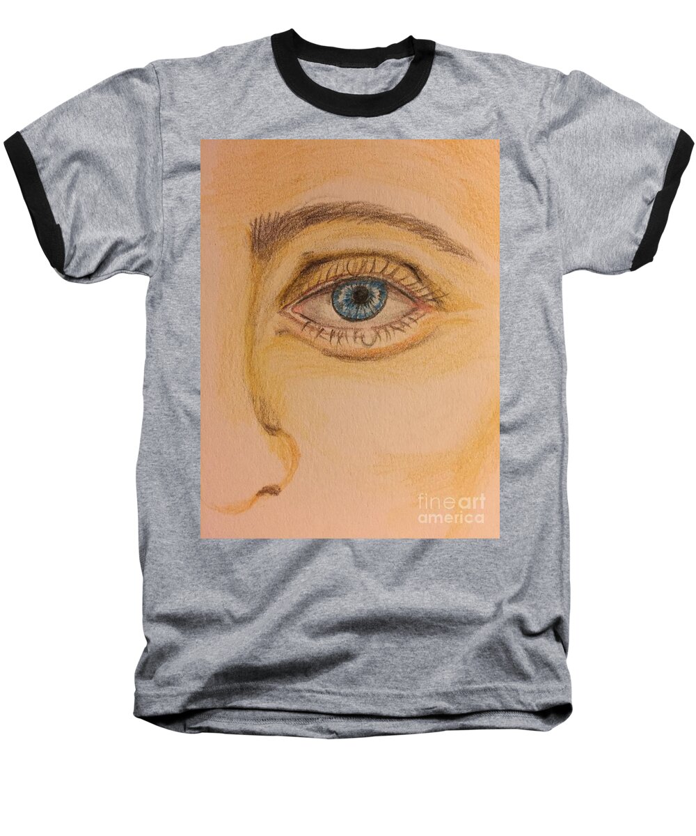 Color Pencil Drawing Baseball T-Shirt featuring the painting Tear Drop by Brindha Naveen