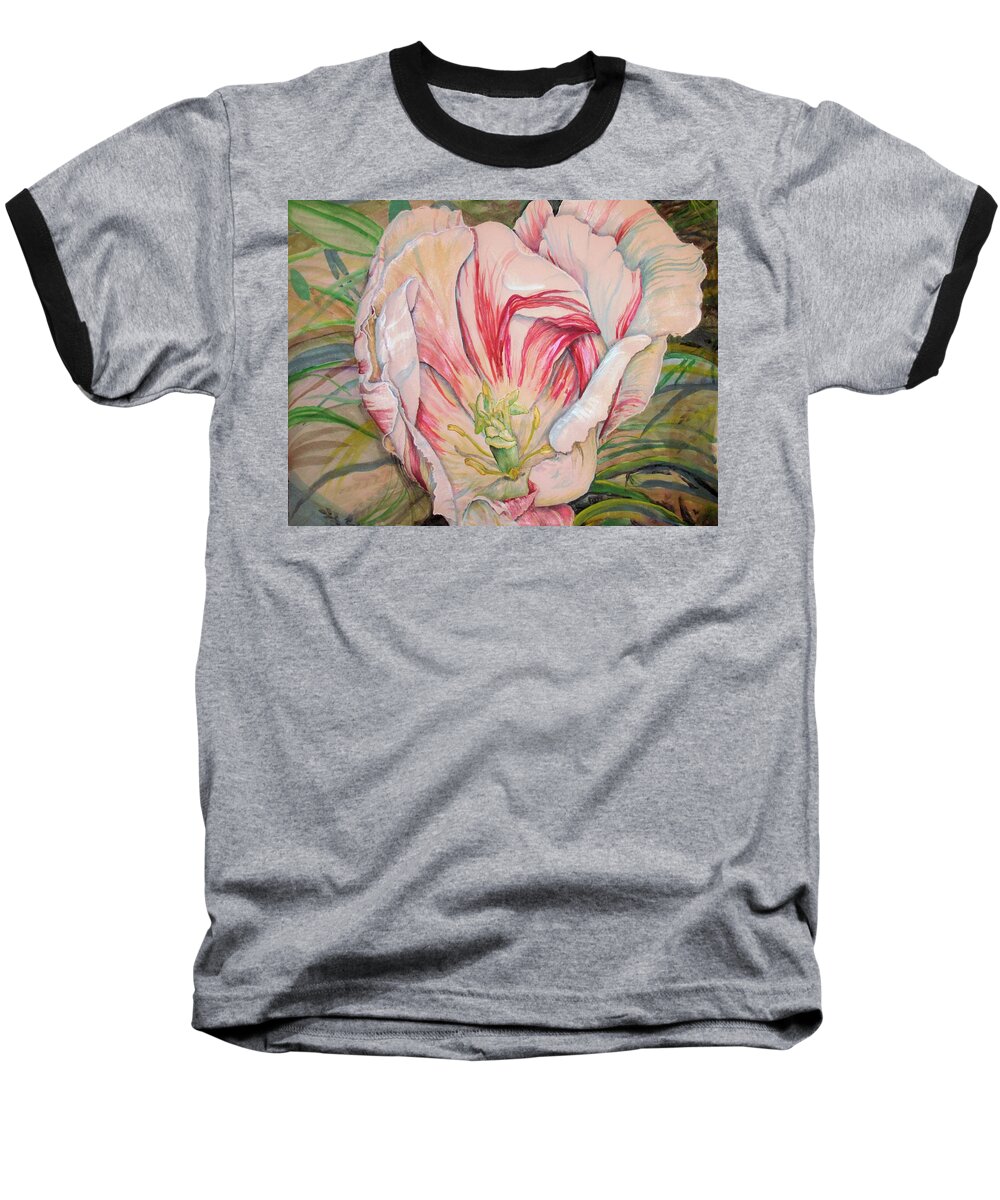 Tulip Baseball T-Shirt featuring the painting Tempting Tulip by Nicole Angell