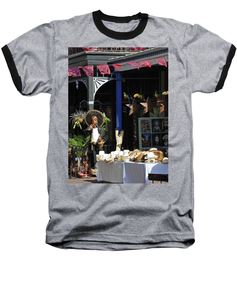 Tex-mex Baseball T-Shirt featuring the photograph San Antonio El Mercado Scene by Steven Sparks