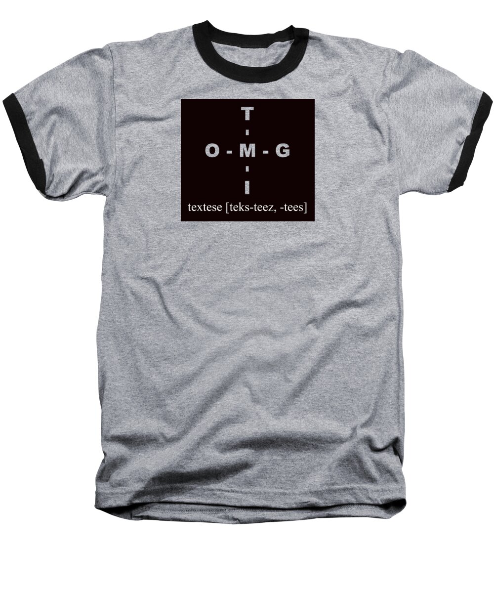 Textese Baseball T-Shirt featuring the digital art Textese by Mal Bray