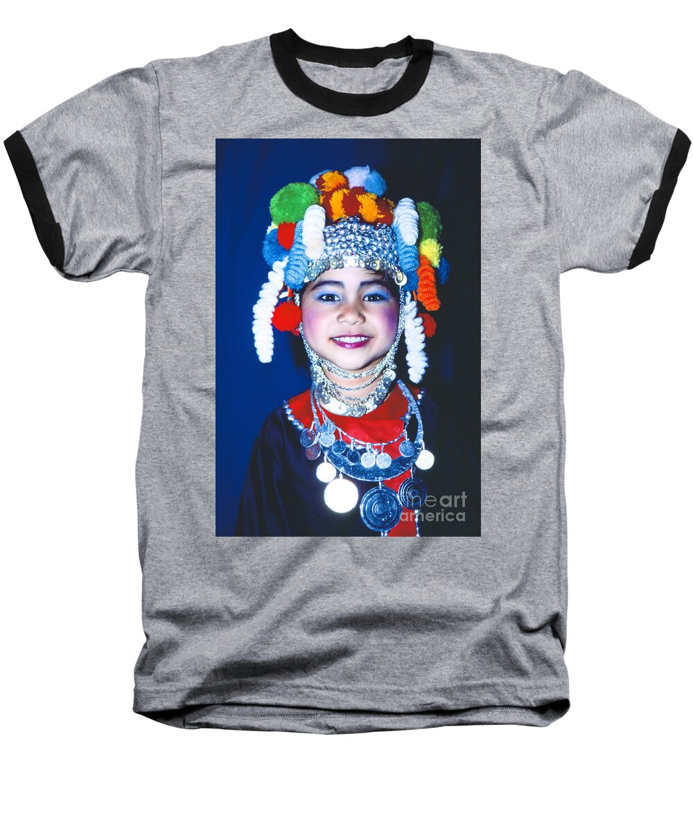 Girl Baseball T-Shirt featuring the photograph Thai Girl Traditionally Dressed by Heiko Koehrer-Wagner