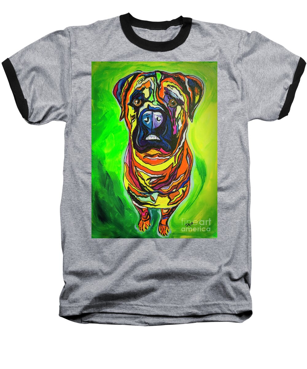 Mastiff Baseball T-Shirt featuring the painting The Abstract Mastiff by Janice Pariza