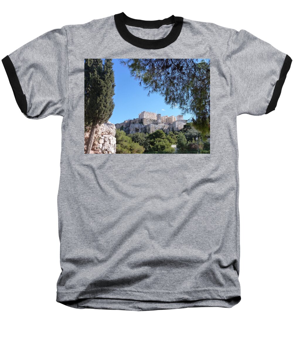 Green Baseball T-Shirt featuring the photograph The Acropolis by Constance DRESCHER