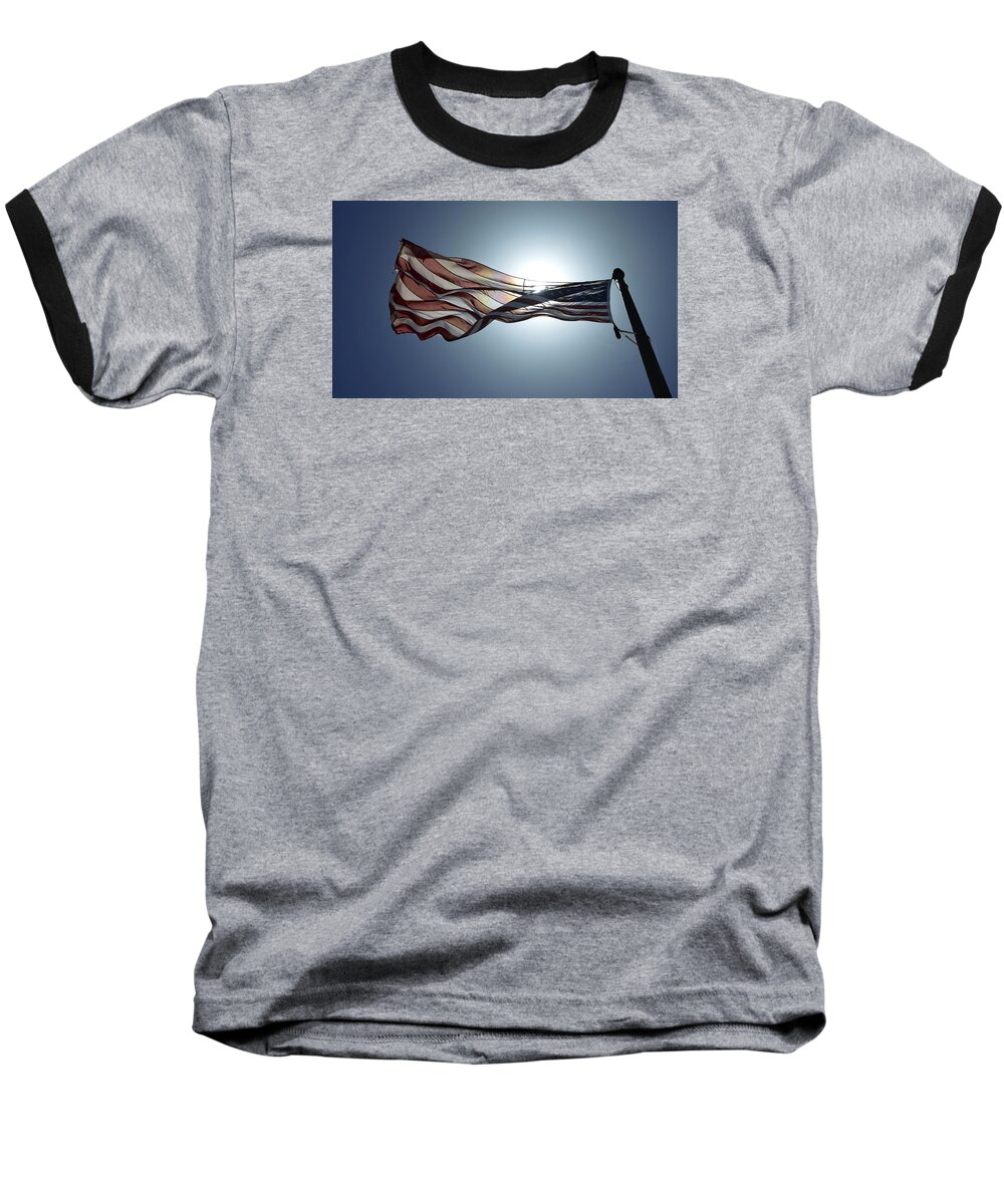  Baseball T-Shirt featuring the photograph The American Flag by Alex King