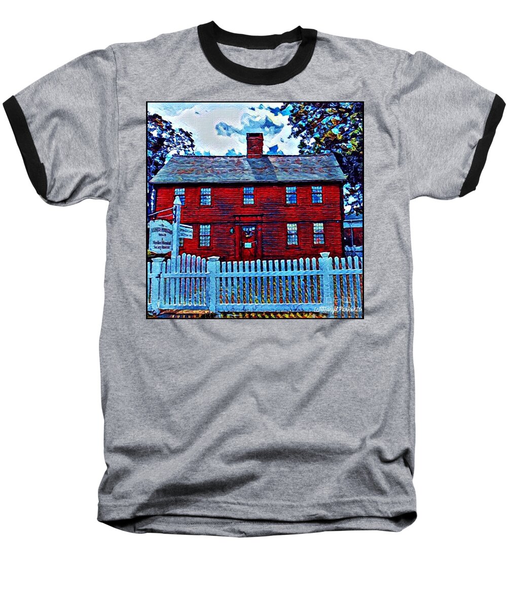 Mix Media Baseball T-Shirt featuring the mixed media The Andrew Homestead Meriden,Ct by MaryLee Parker