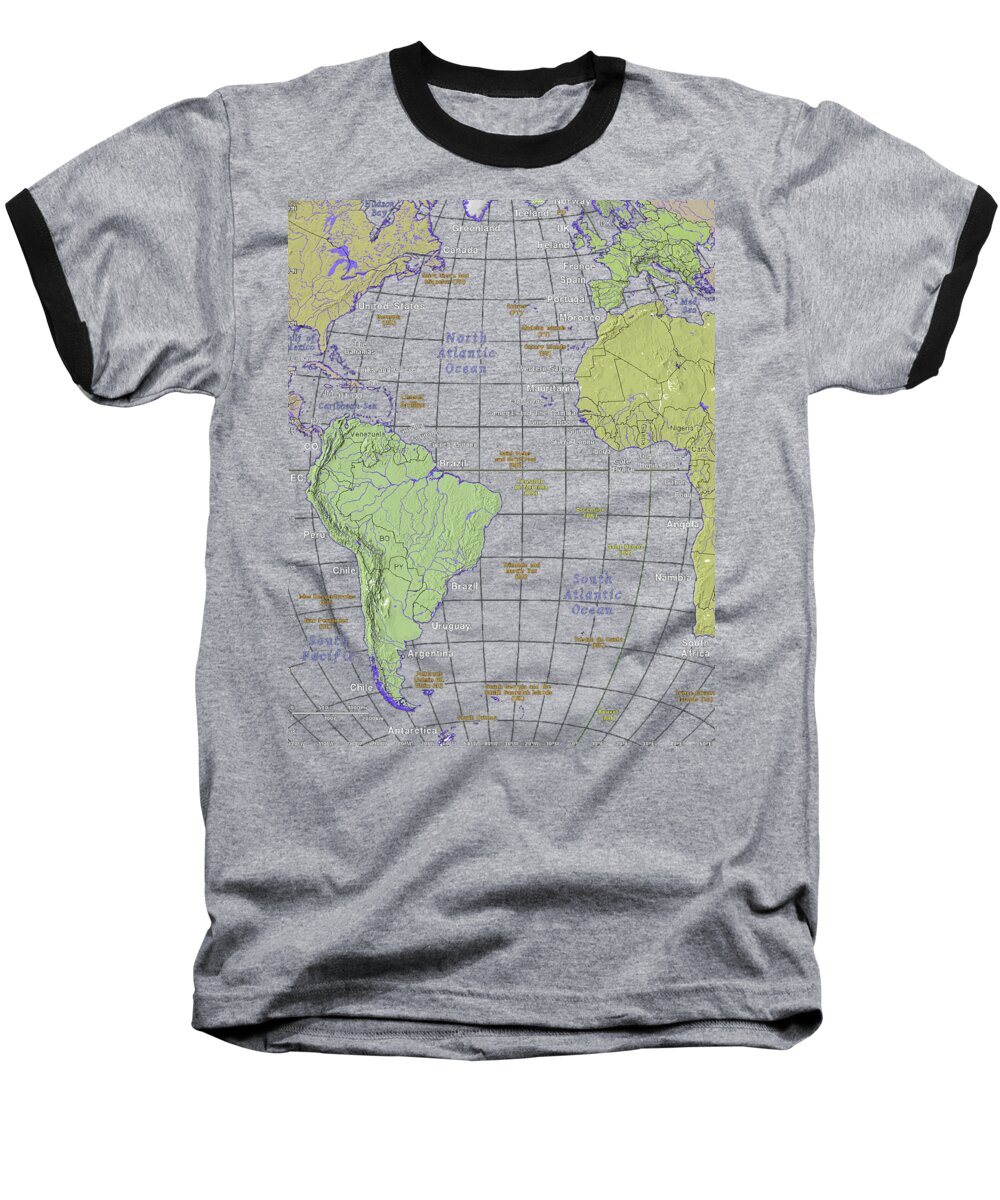 Atlas Baseball T-Shirt featuring the mixed media The Atlantic Ocean by Roy Pedersen