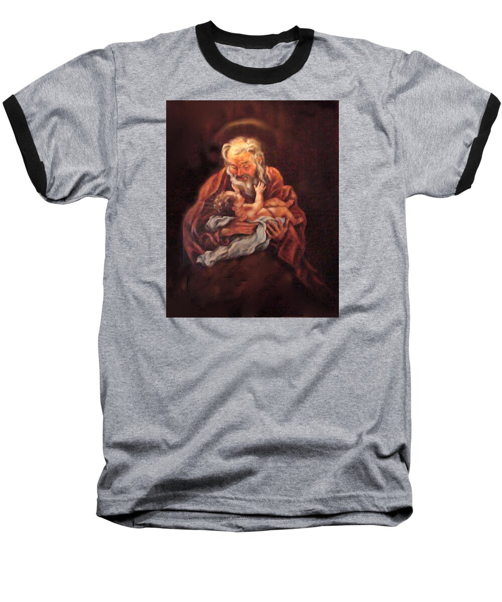 People Baseball T-Shirt featuring the painting The Baby Jesus - A Study by Donna Tucker