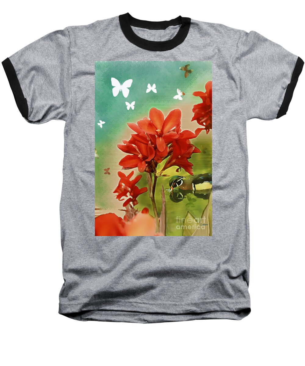 Claudia's Art Dream Baseball T-Shirt featuring the painting The Beauty Of Nature by Claudia Ellis