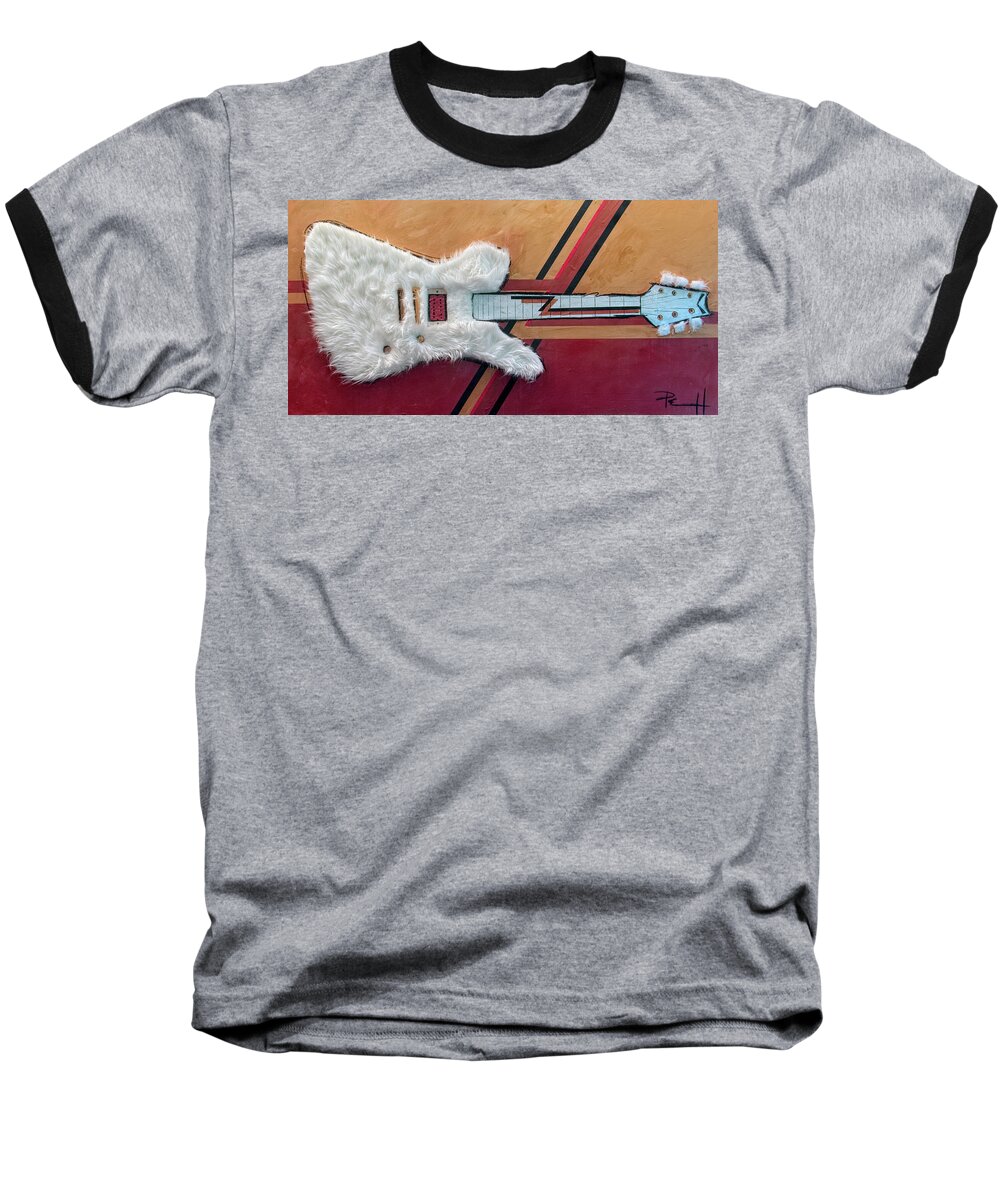 Music Baseball T-Shirt featuring the painting The Biggest Little Guitar in Texas by Sean Parnell