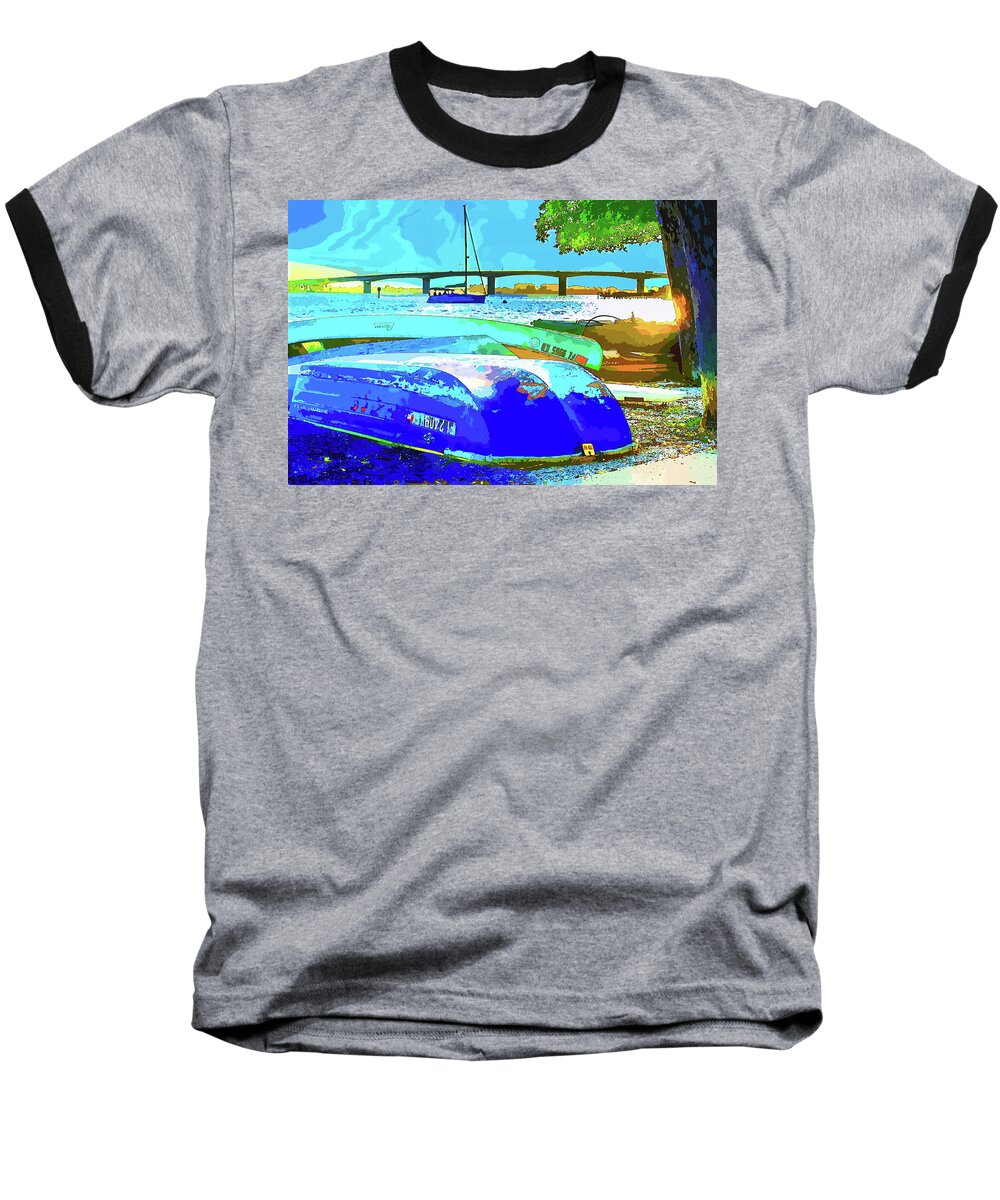 susan Molnar Baseball T-Shirt featuring the photograph The Boats The Bay and The Bridge by Susan Molnar