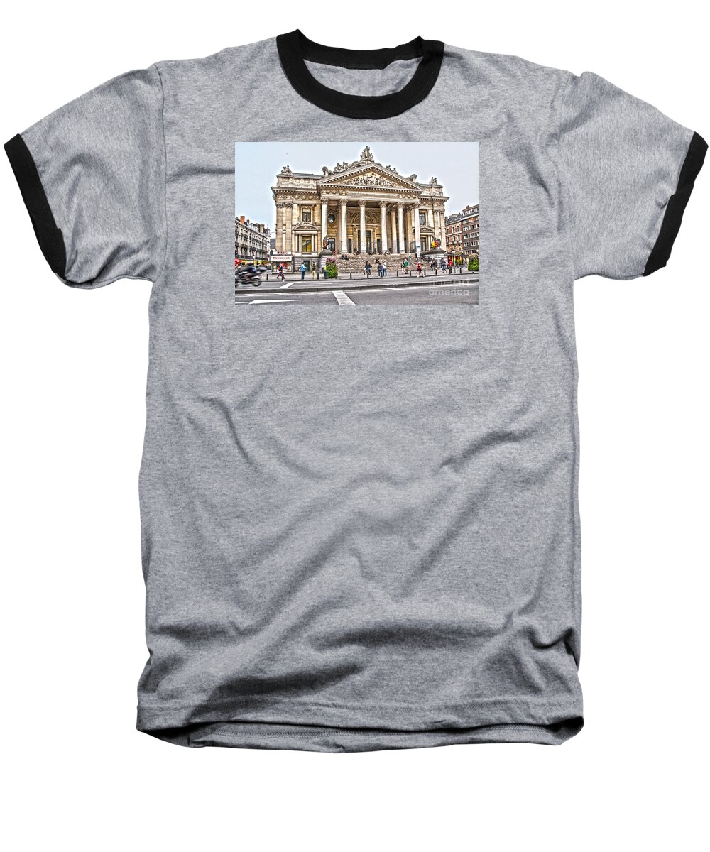 Architecture Baseball T-Shirt featuring the photograph The Bourse in Brussels by Pravine Chester
