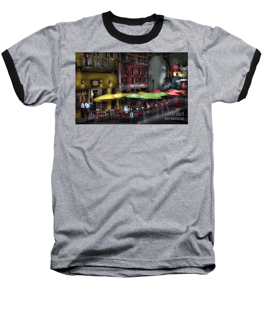 #restaurant Baseball T-Shirt featuring the photograph The Cafe at Night by Barry Weiss