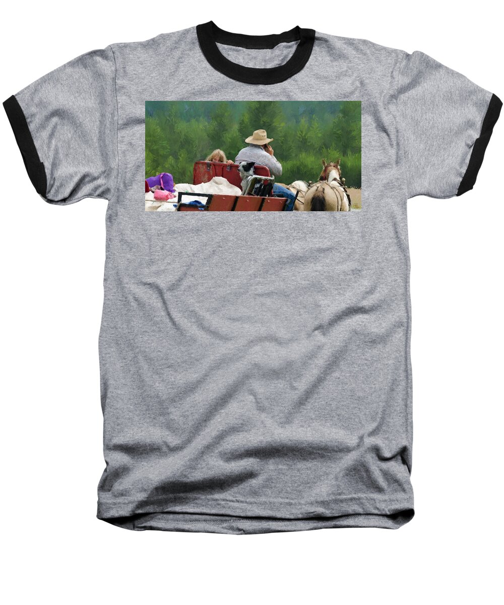 Animal Baseball T-Shirt featuring the digital art The calling by Debra Baldwin