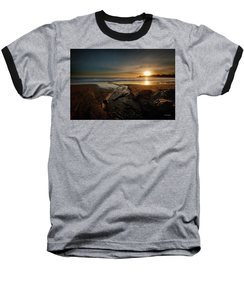 Seascape Baseball T-Shirt featuring the photograph The Calming Bright Light by Tim Bryan