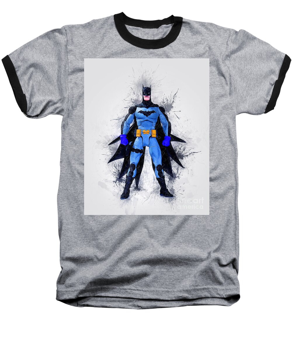 Batman Baseball T-Shirt featuring the digital art The Caped Crusader by Ian Mitchell