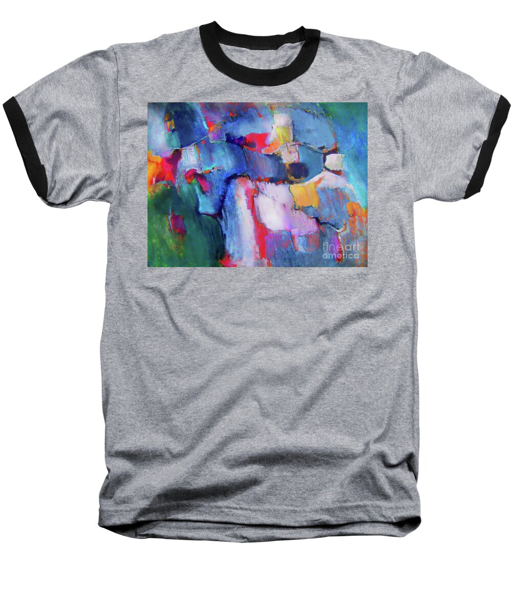  Is It Mixed Media When I Use An Actual Painting And Completely Rework It ? Heres A Wonderful Painting From My Fathers Works Completely Color Alterd Digitally . Baseball T-Shirt featuring the painting The collaboration by Priscilla Batzell Expressionist Art Studio Gallery