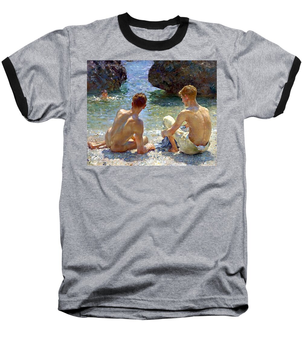 Critics Baseball T-Shirt featuring the painting The Critics by Henry Scott Tuke