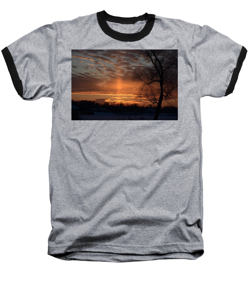Sunset Baseball T-Shirt featuring the photograph The Cross in the Sunset by Wanda Jesfield