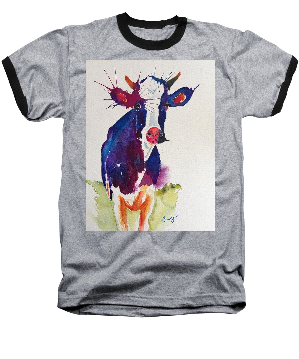 Farm Baseball T-Shirt featuring the painting The Dairy Queen by Bonny Butler