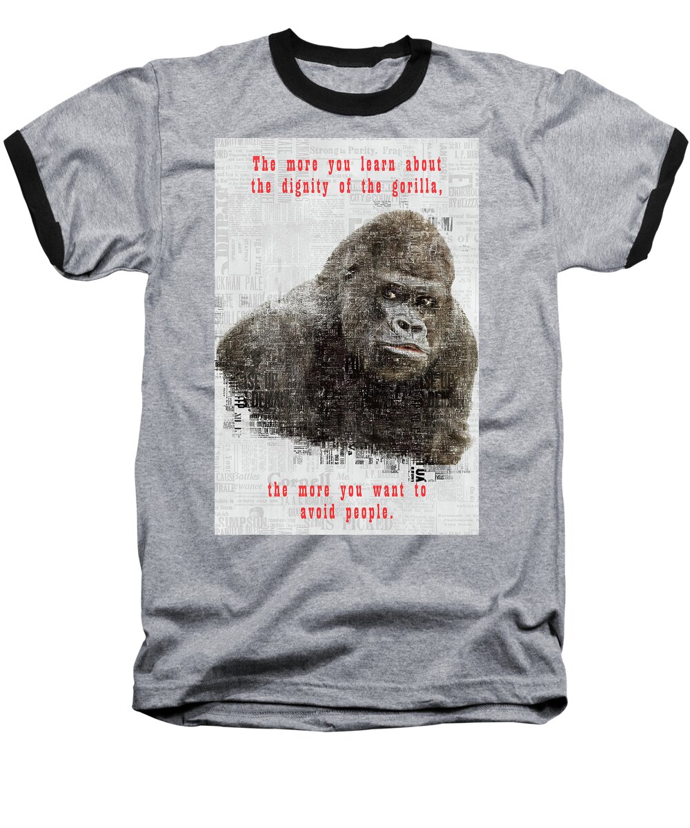 Gorilla Baseball T-Shirt featuring the photograph The Dignity of a Gorilla by Anthony Murphy