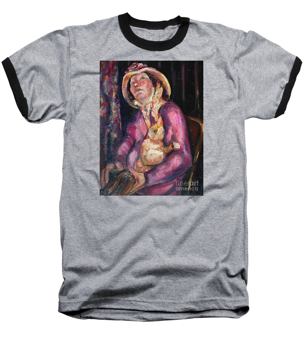 New Orleans Character Baseball T-Shirt featuring the painting The Duck Girl by Beverly Boulet
