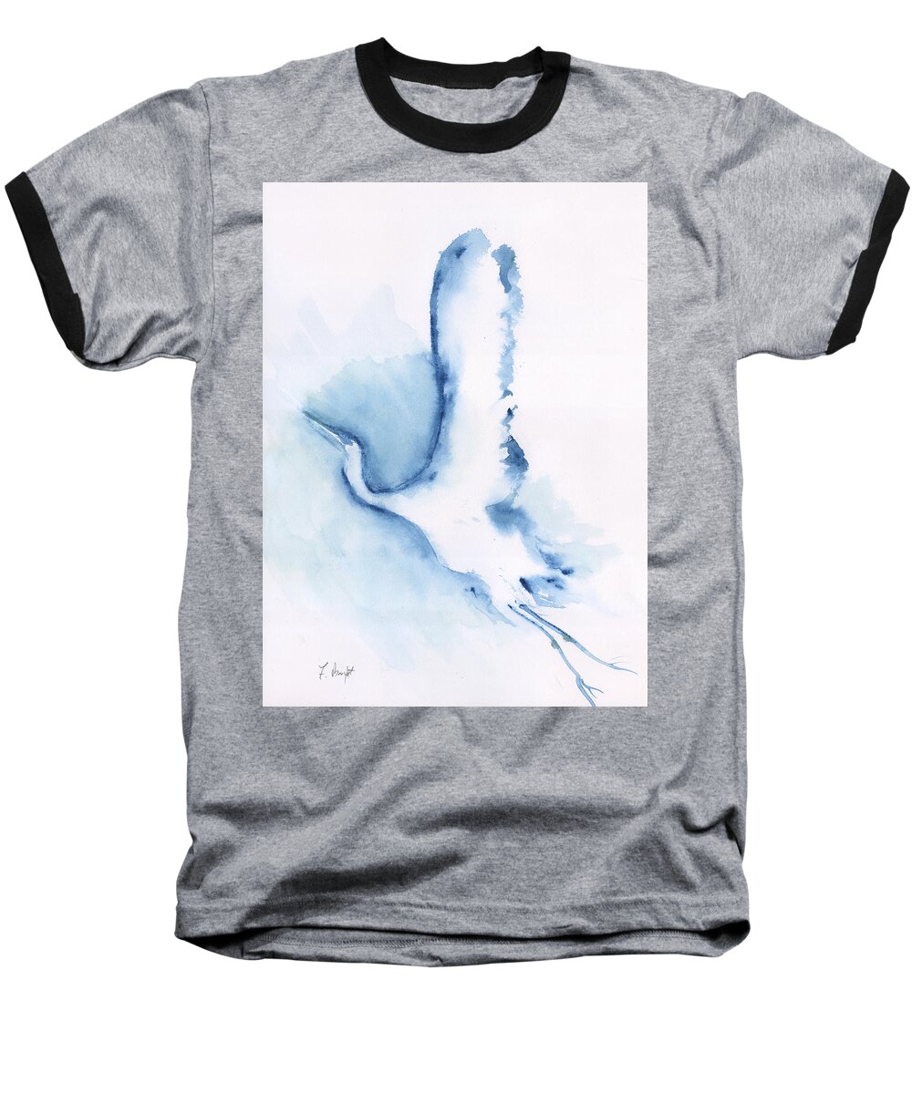 The Egret Take Off Baseball T-Shirt featuring the painting The Egret Take Off by Frank Bright