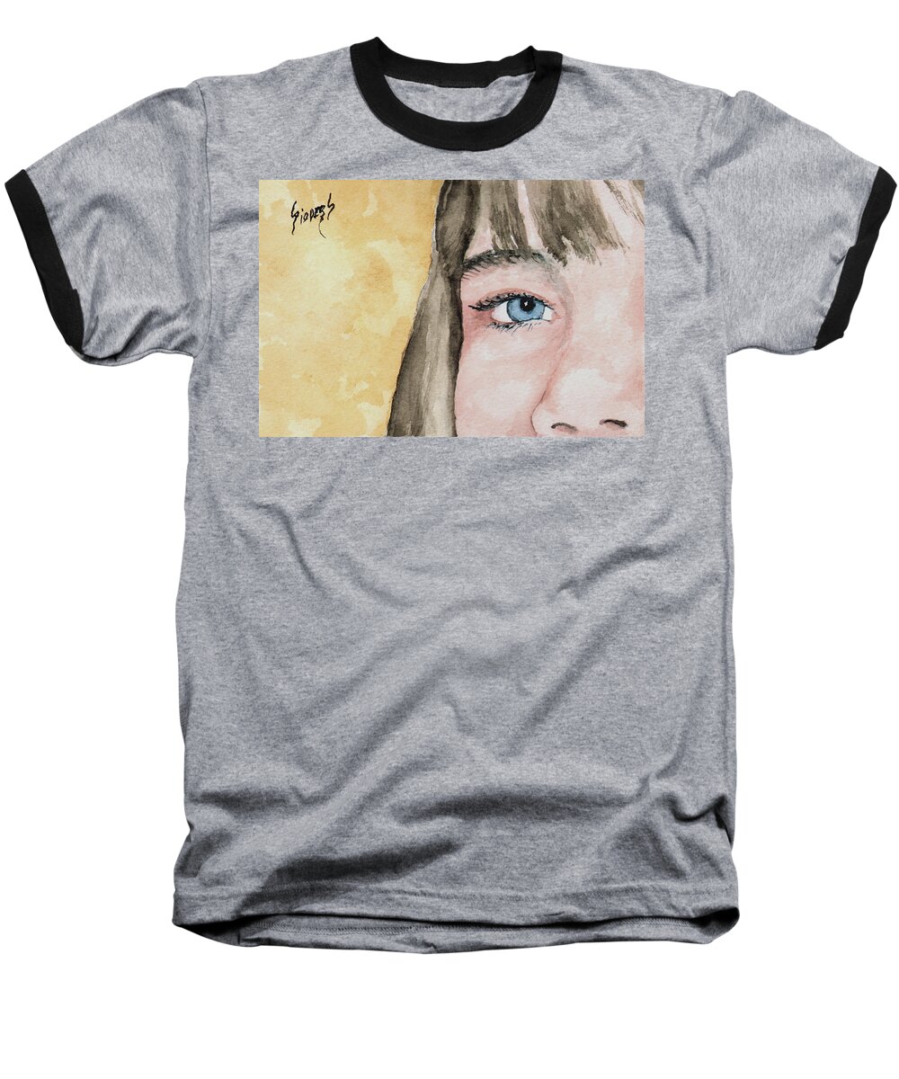 Eye Baseball T-Shirt featuring the painting The Eyes Have It - Bryanna by Sam Sidders