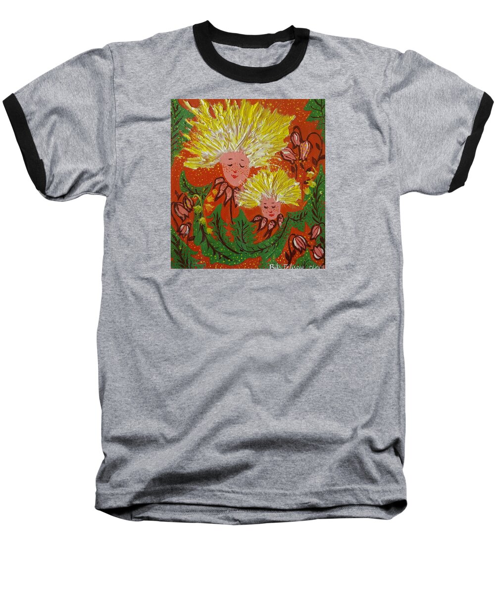 Dandelion Baseball T-Shirt featuring the painting Family by Rita Fetisov