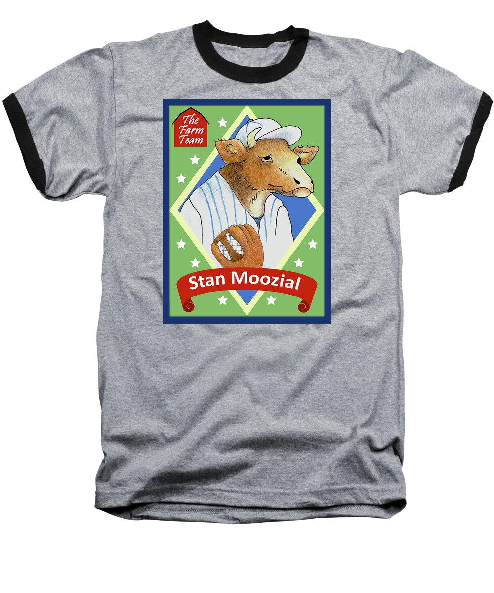 Baseball Baseball T-Shirt featuring the digital art The Farm Team - Stan Moozial by Alison Stein