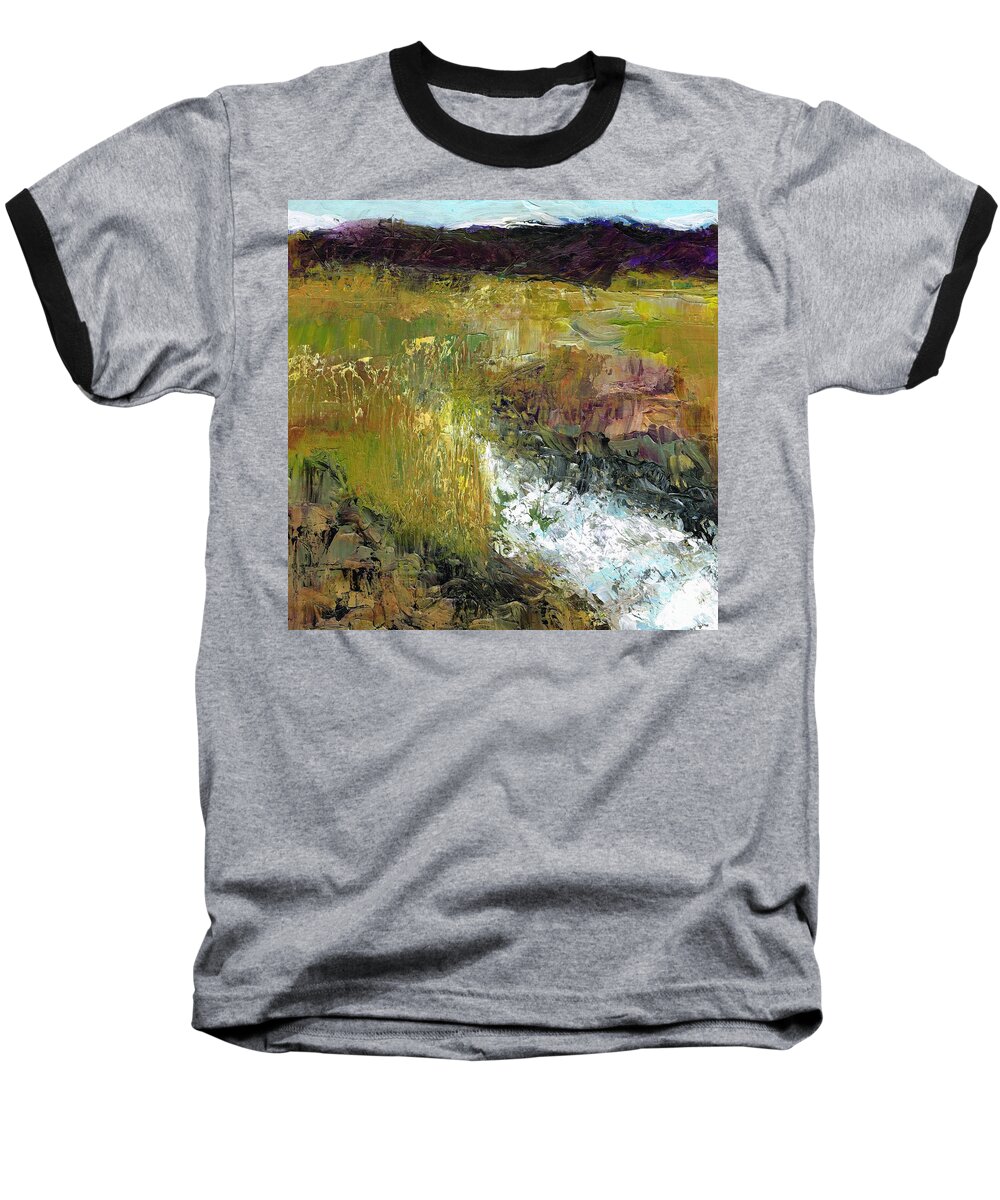 Landscapes Baseball T-Shirt featuring the painting The Farmers Ditch Fall by Frances Marino