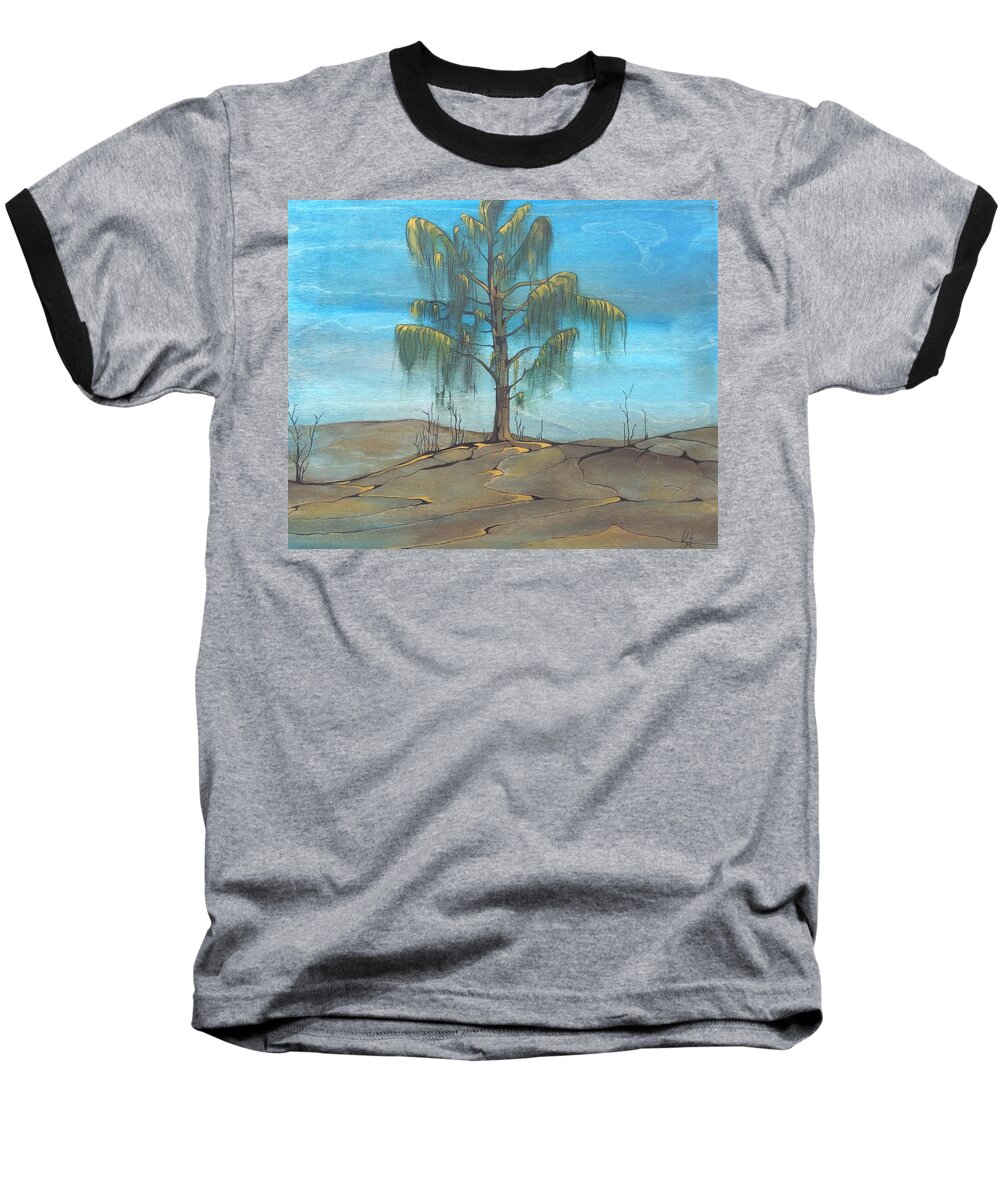 Tree Baseball T-Shirt featuring the painting The Feather tree by Pat Purdy
