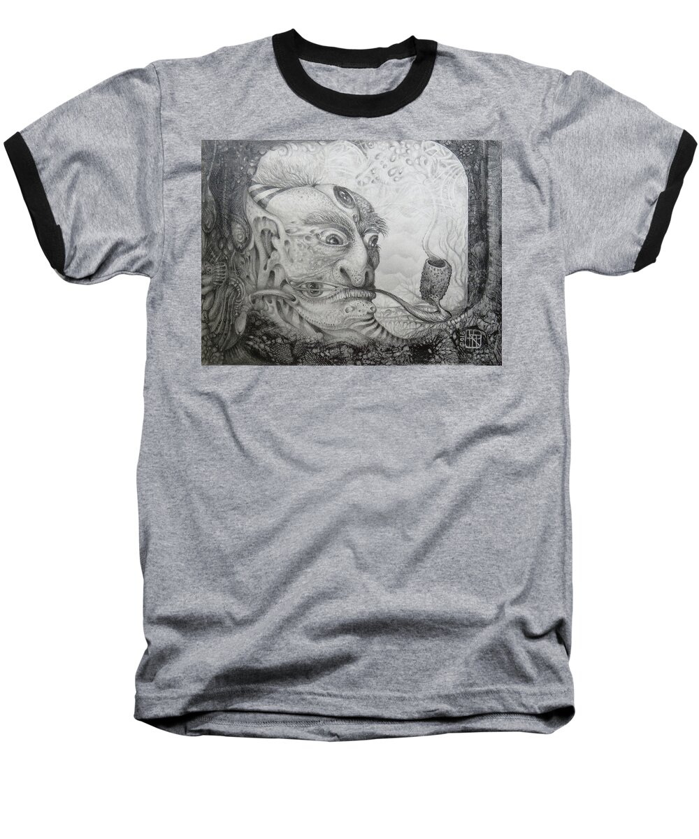 Surrealism Baseball T-Shirt featuring the drawing The Fernal Popeye Impersonator by Otto Rapp