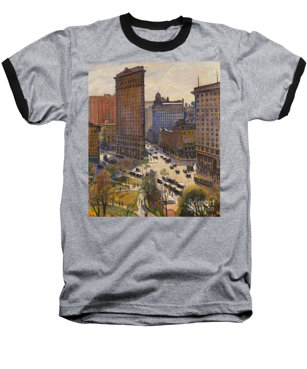 Flatiron Baseball T-Shirt featuring the painting The Flatiron Building, 1919 by Samuel Halpert