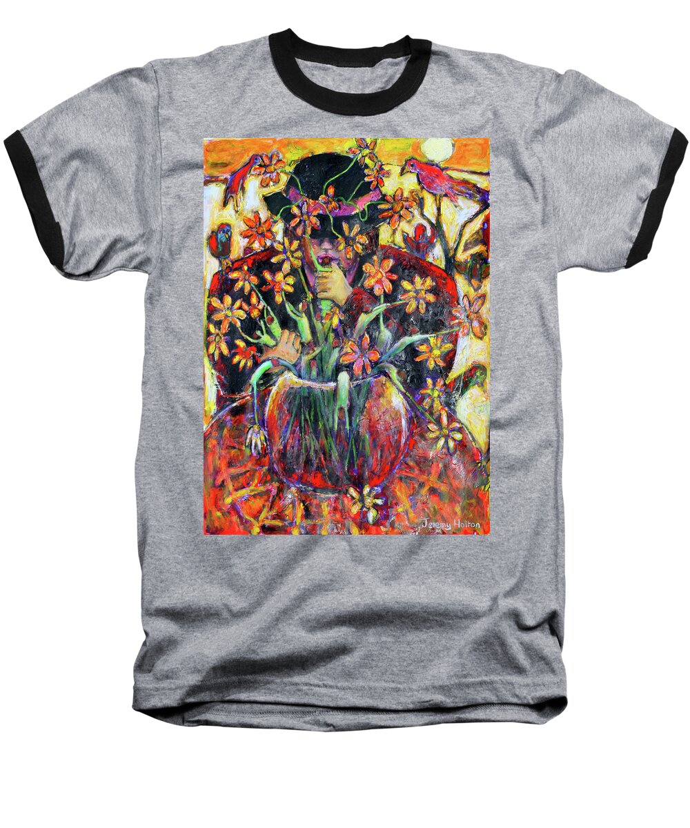 Animals Baseball T-Shirt featuring the painting The flower arranger by Jeremy Holton