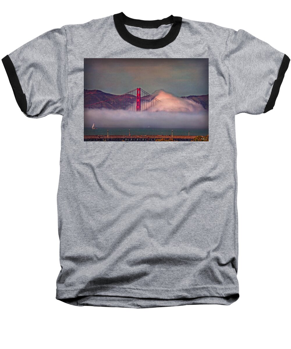 Golden Gate Bridge Baseball T-Shirt featuring the photograph The Fog by Hanny Heim
