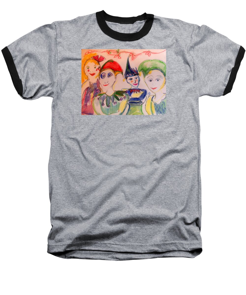 Gang Baseball T-Shirt featuring the painting The gangs all here by Judith Desrosiers