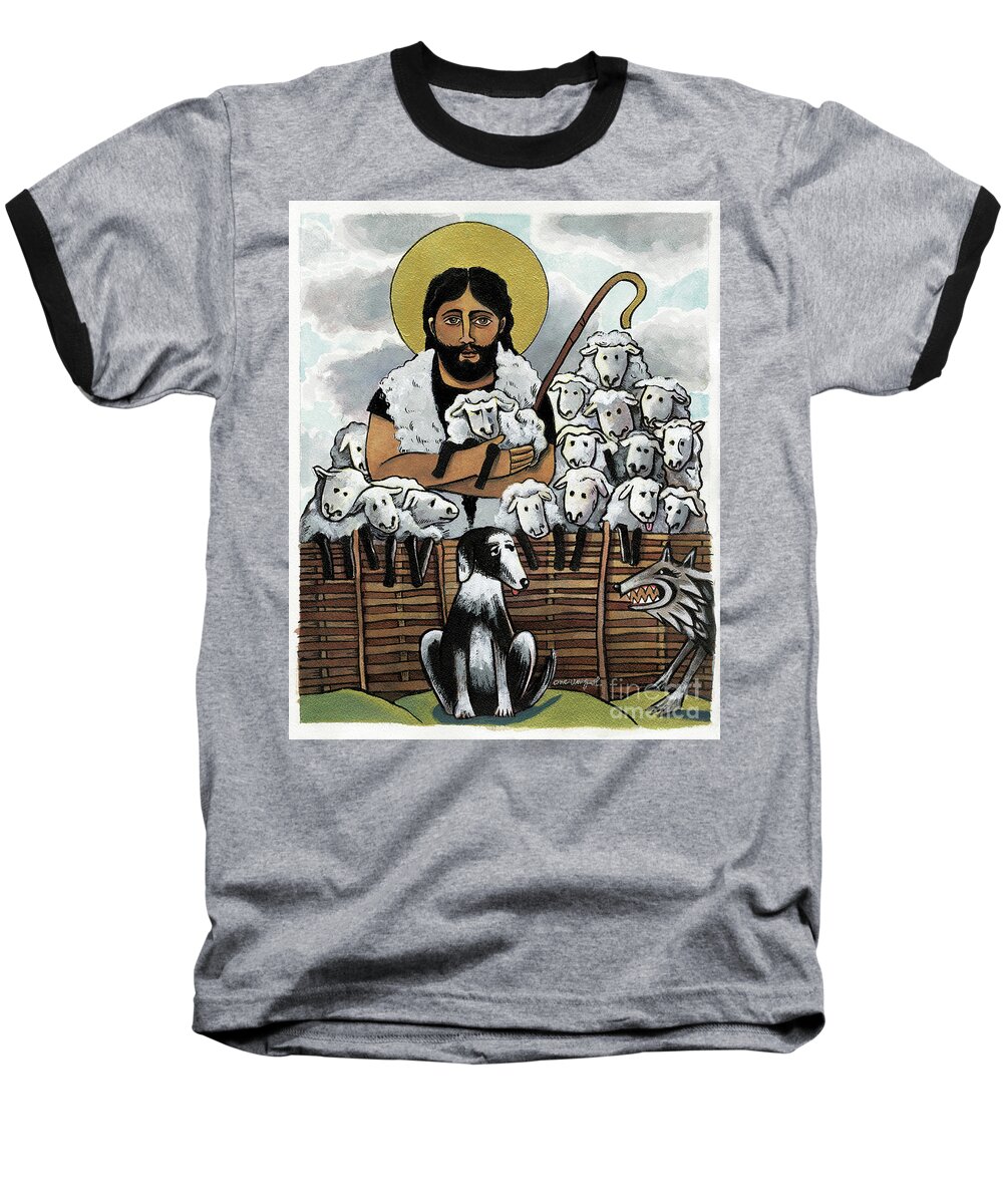 Good Shepherd Baseball T-Shirt featuring the painting The Good Shepherd - MMGOH by Br Mickey McGrath OSFS