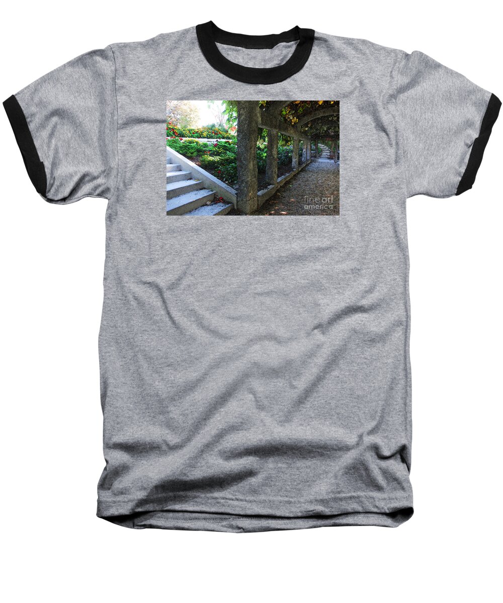 Landscape Baseball T-Shirt featuring the digital art The Grape Arbor Path by David Blank